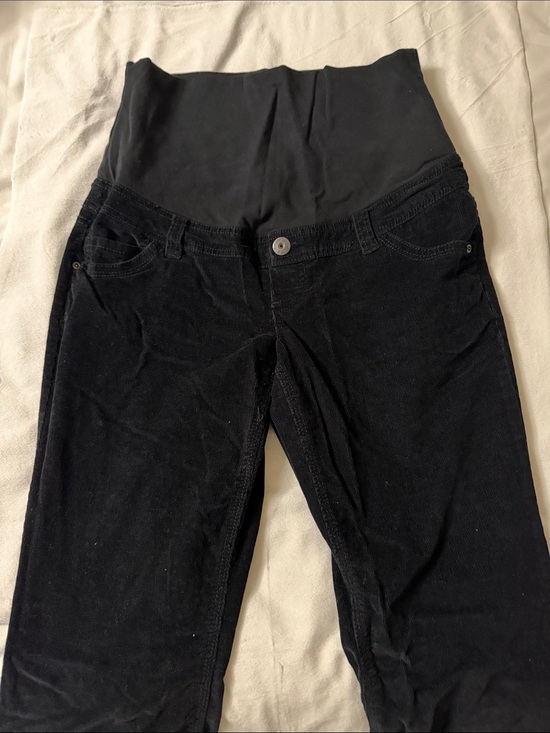 Thyme Maternity Pants - Thyme Maternity Black Corduroy Pull-On Maternity Pants